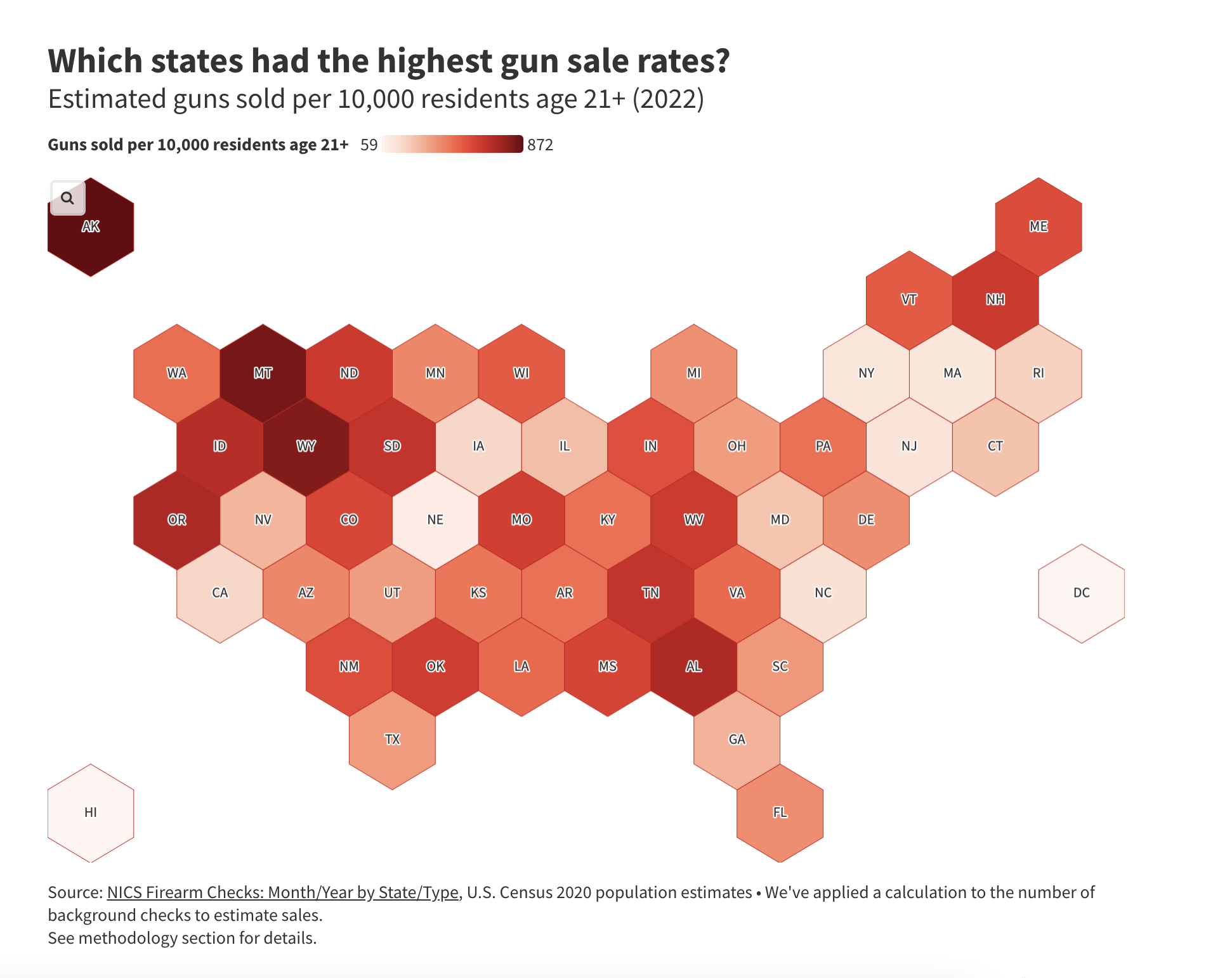 2023 US gun sales by state