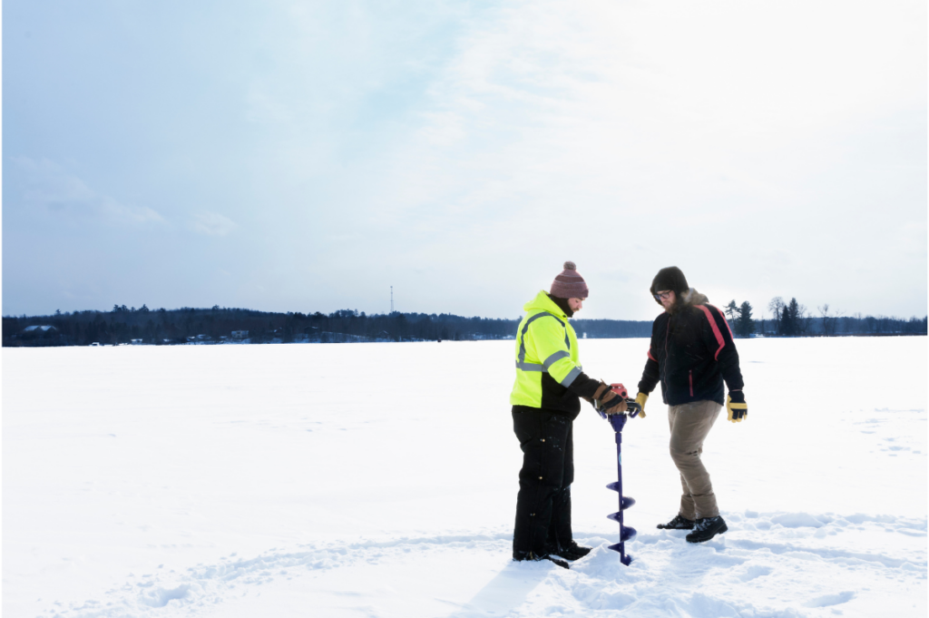 people looking for a spot to ice fish